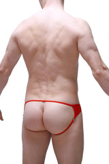 Red lace thong jockstrap anglas bee red with metallic clasp showcasing delicate lace and secure fastening