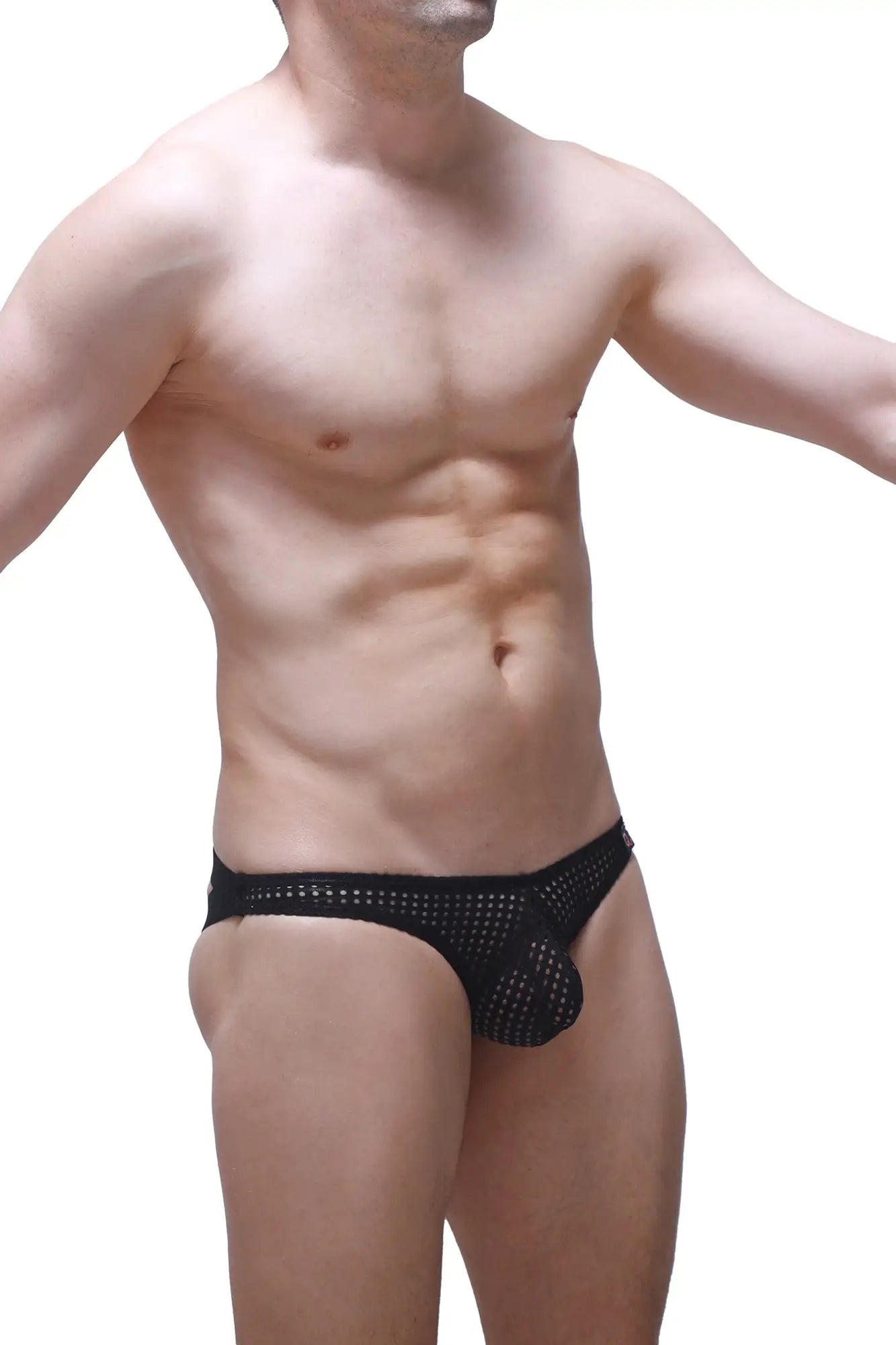 Black mesh jockstrap bagard durtol with perforated design and contoured pouch for support and comfort