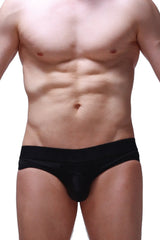 Black jockstrap brasc with smooth stretchy fabric and contoured design in a form-fitting brief style