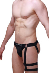 Black petitq jockstrap calenge men’s briefs with supportive strappy design for comfortable wear