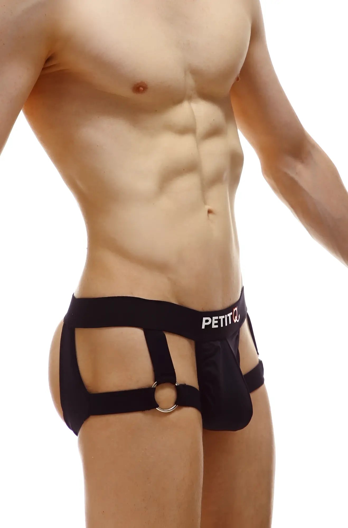 Black petitq jockstrap mijoux noir briefs with central ring and side straps for supportive wear