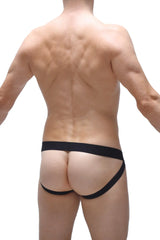 Black jockstrap monviel net camo briefs with snug supportive fit and smooth fabric for athletic wear