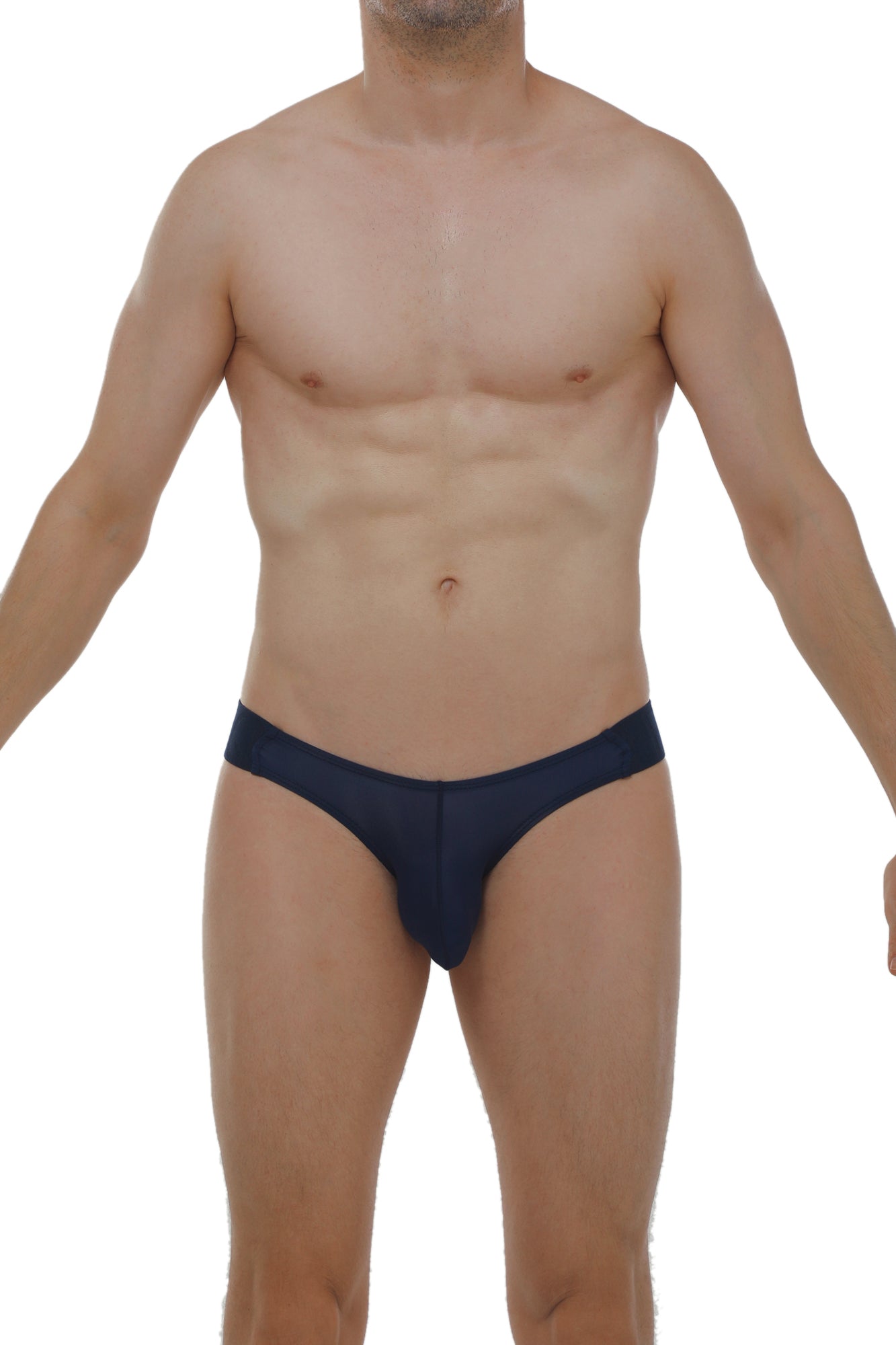 Navy blue petitq jockstrap muy plum navy men’s briefs with smooth, form-fitting fabric and central seam detail