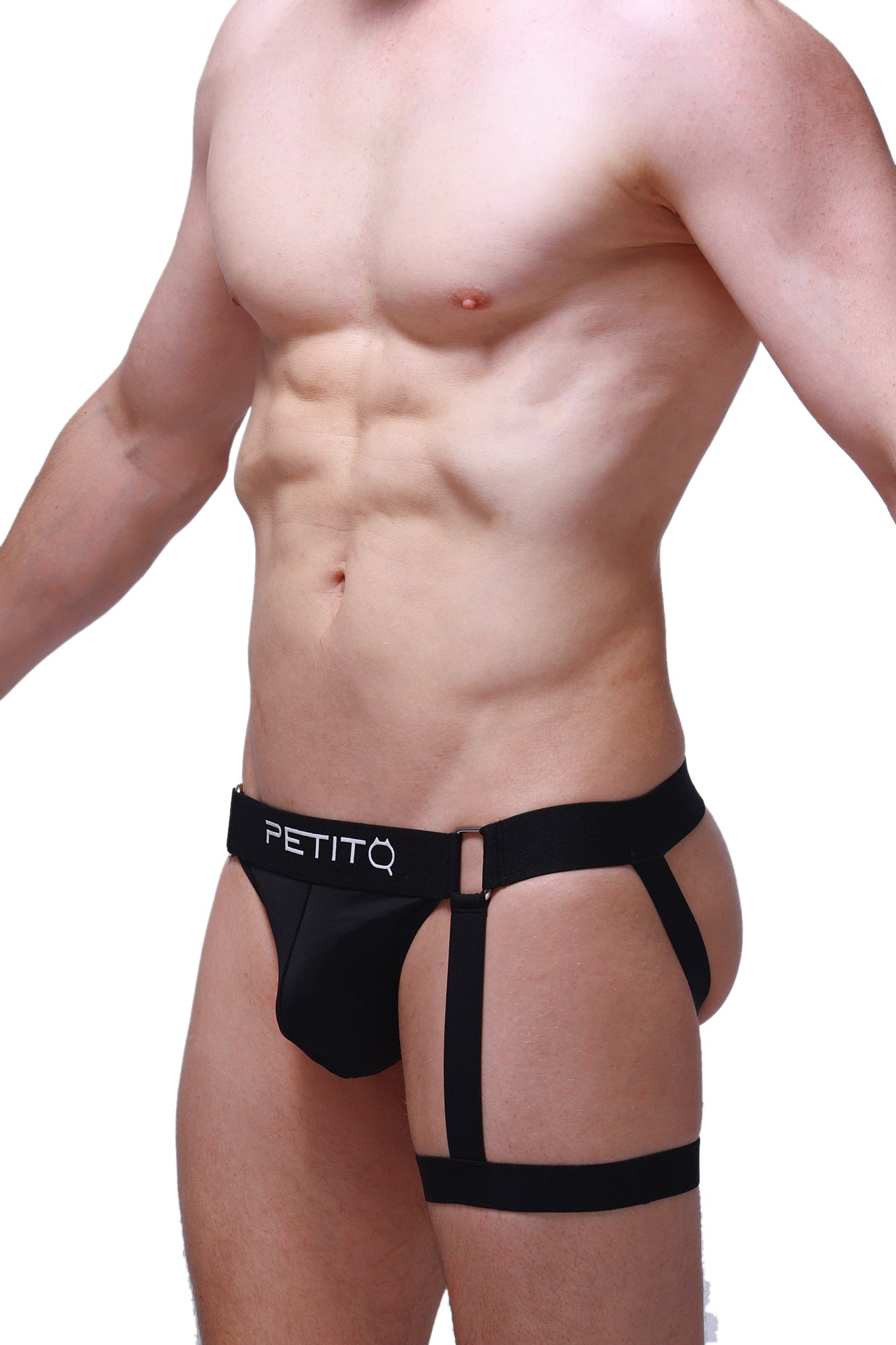 Black petitq jockstrap men’s briefs with supportive strappy design for comfortable everyday wear