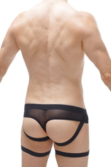 Jockthong Garter Net Noir avec Anneau