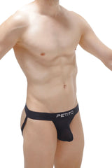Black petitq brand jockstring ardrier net sleek form-fitting net jockstrap designed for comfort and support