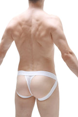 White athletic jockstring mano plum white briefs with supportive contoured design for active wear