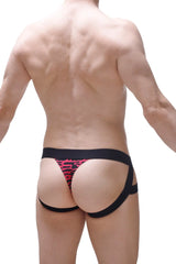 Black and pink leopard-print jockthong Mijoux Ascan briefs with a supportive strappy design for comfortable wear