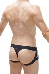 Black mesh jockthong briefs mijoux durtol with wide elastic waistband and side straps for comfortable support