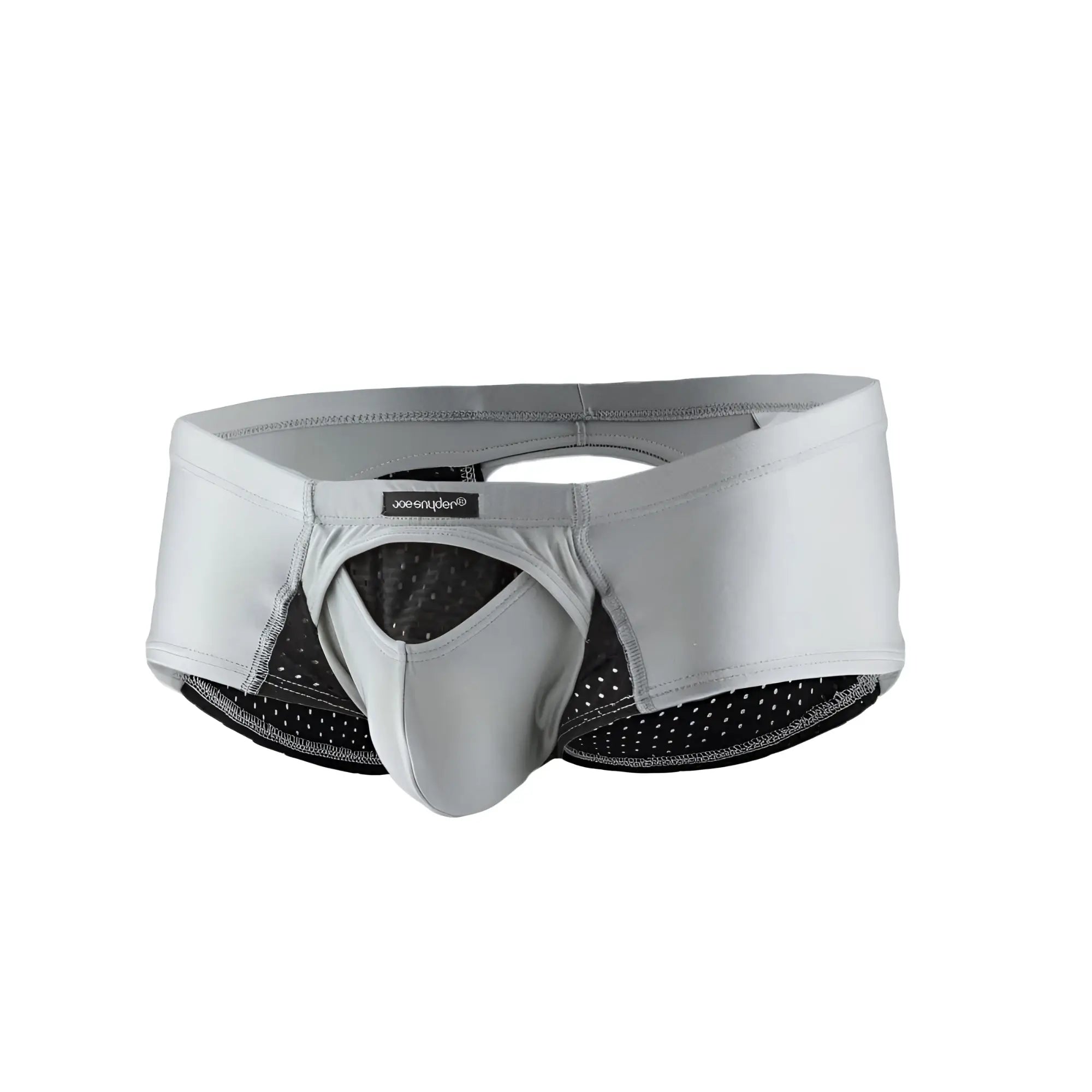 Gray men’s briefs joe snyder cheek sexiest with black mesh interior and branded waistband label