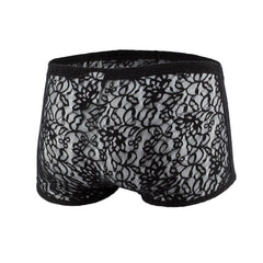 Black lace men’s underwear js08-joe snyder boxer mesh with intricate floral patterns and solid black waistband