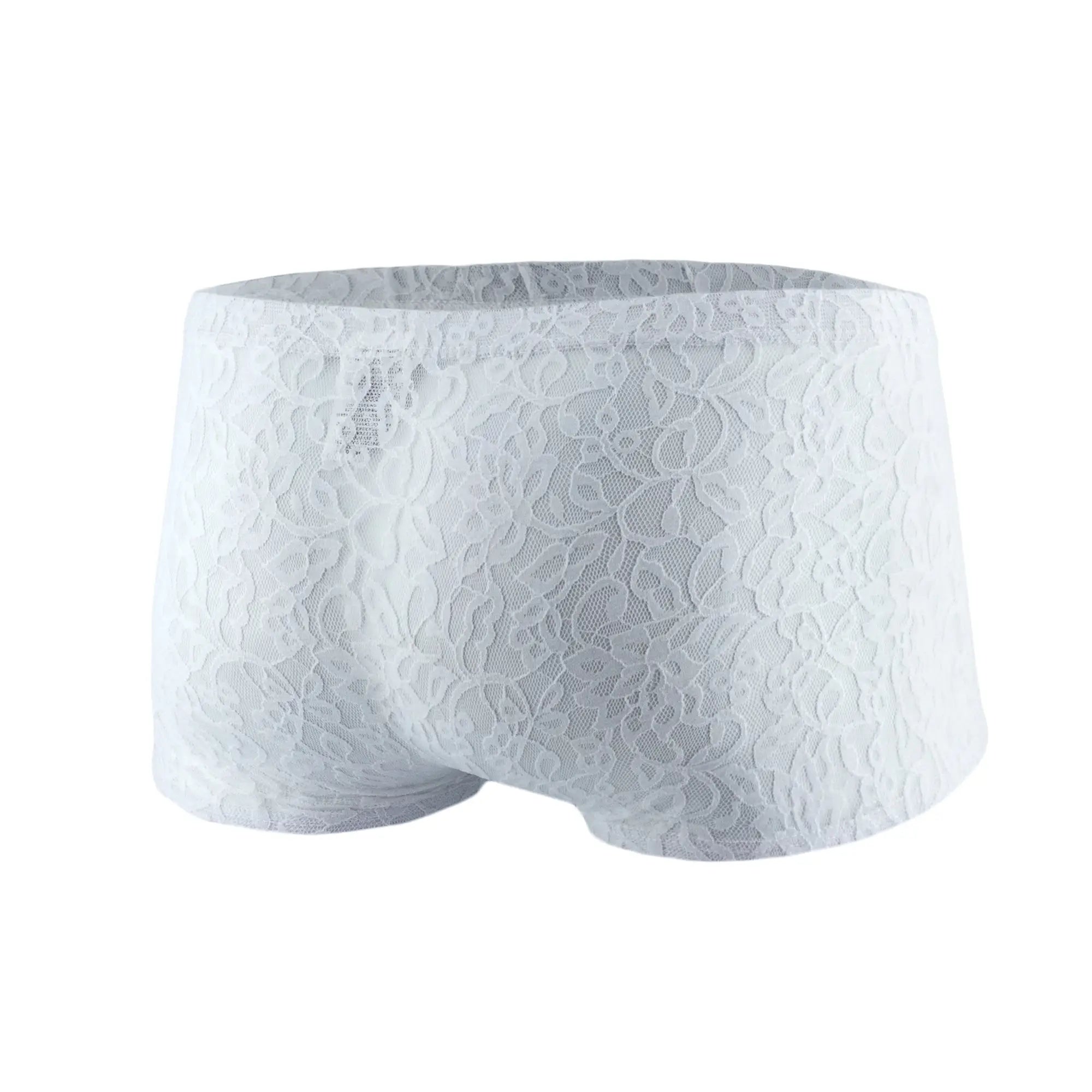 White lace men’s boxer mesh underwear js08 joe snyder with delicate floral pattern on front side