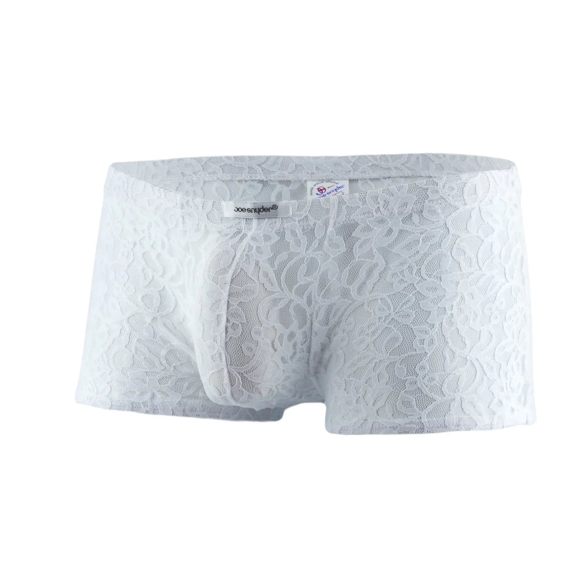 White lace men’s underwear boxer mesh js08 joe snyder with floral pattern and supportive pouch design