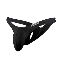 Black joe snyder brand maxi bulge thong made of smooth stretchy fabric with sleek minimalist design