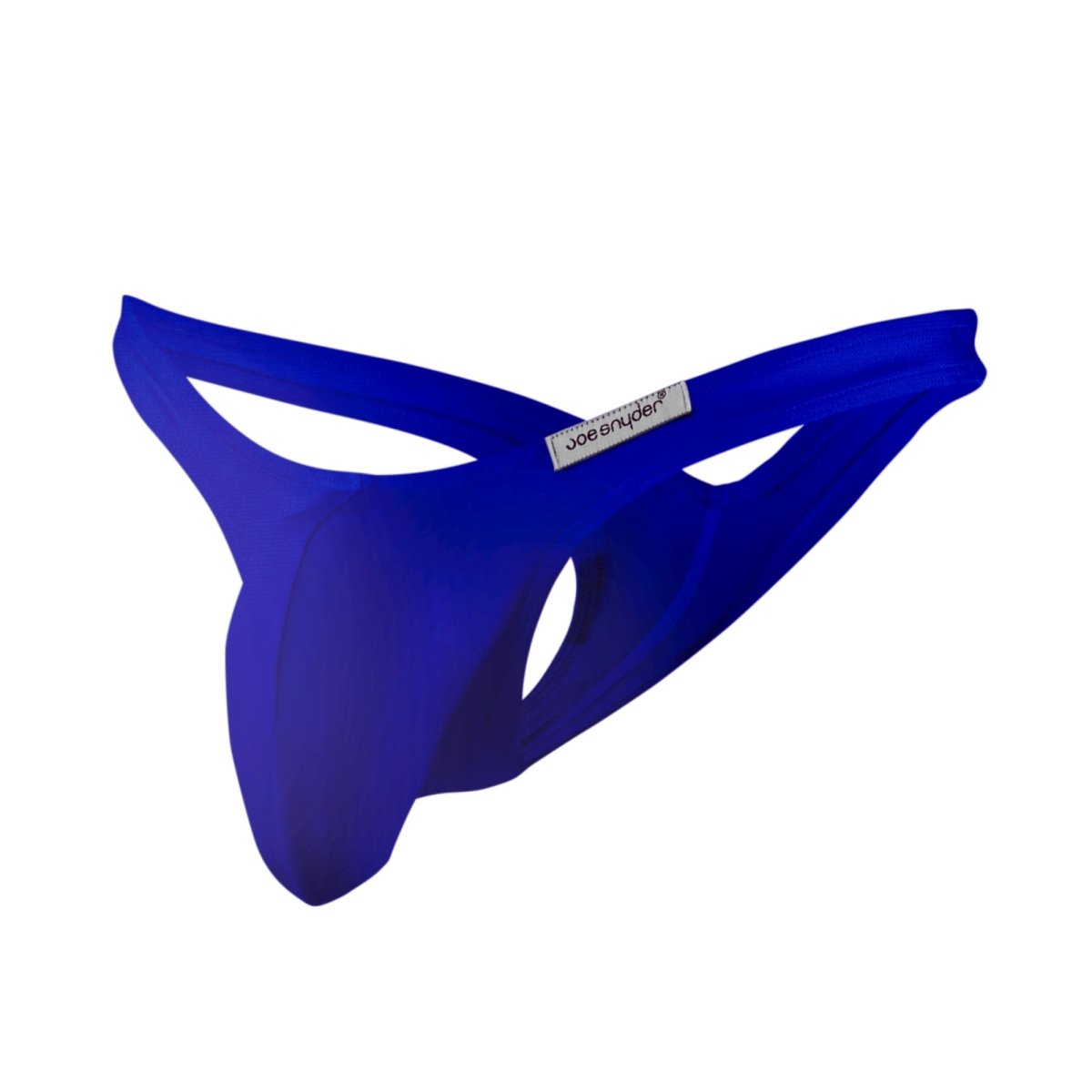 Vibrant royal blue Joe Snyder maxi bulge thong with sleek form-fitting design and smooth fabric front view