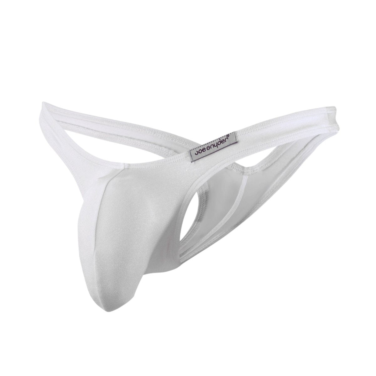 White joe snyder maxi bulge thong in smooth form-fitting fabric with sleek minimalist design