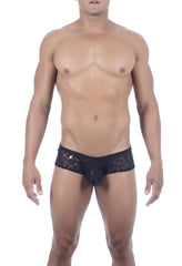 Black lace men’s underwear joe snyder maxibulge cheek jsmbul05 featuring intricate floral patterns and cheeky design