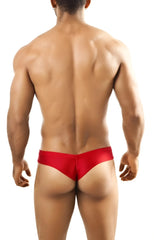 Red shiny fabric briefs by joe snyder mini cheek showcasing smooth material and vibrant color for stylish comfort