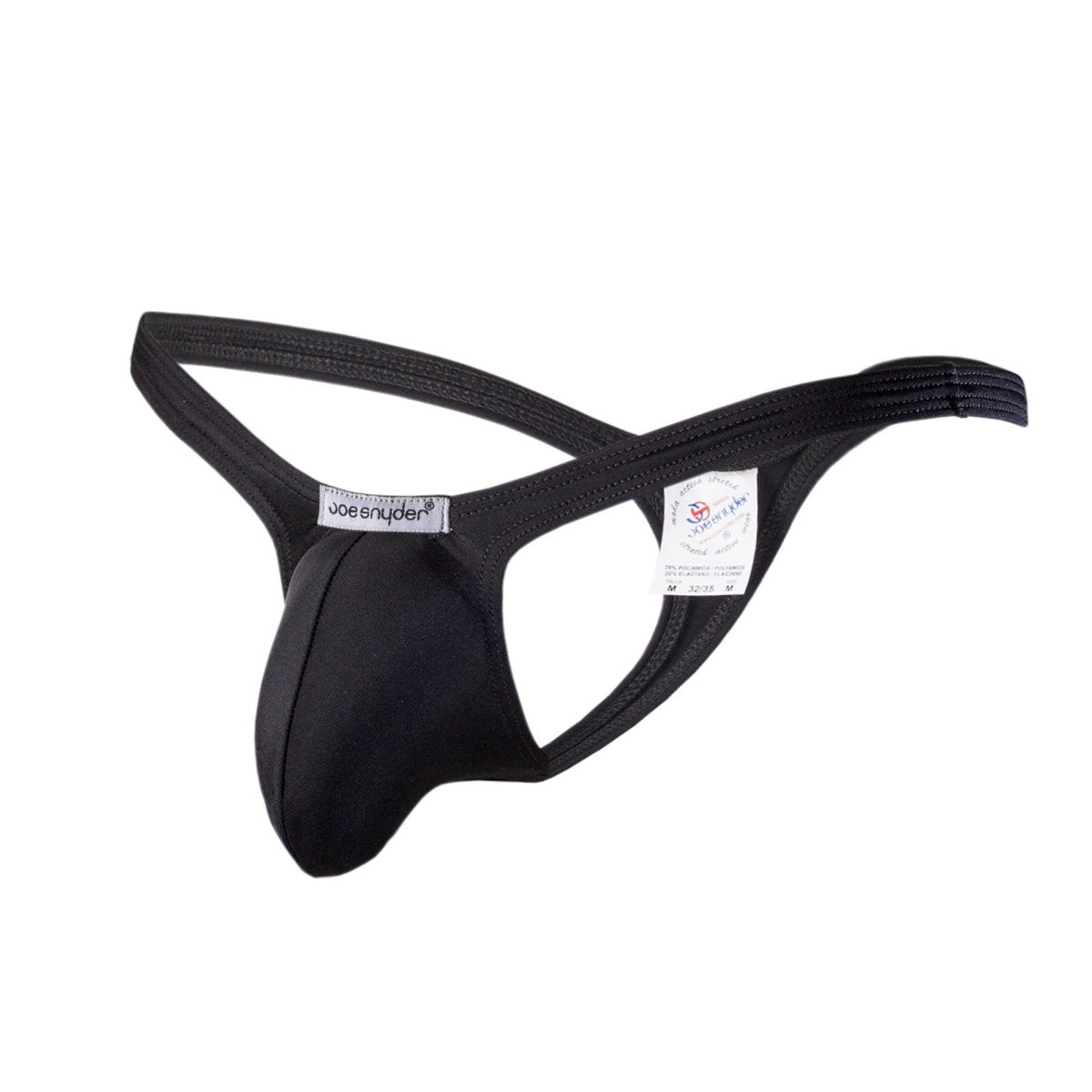 Black joe snyder polyester bulge tanga thong made of smooth stretchy fabric with supportive contoured design