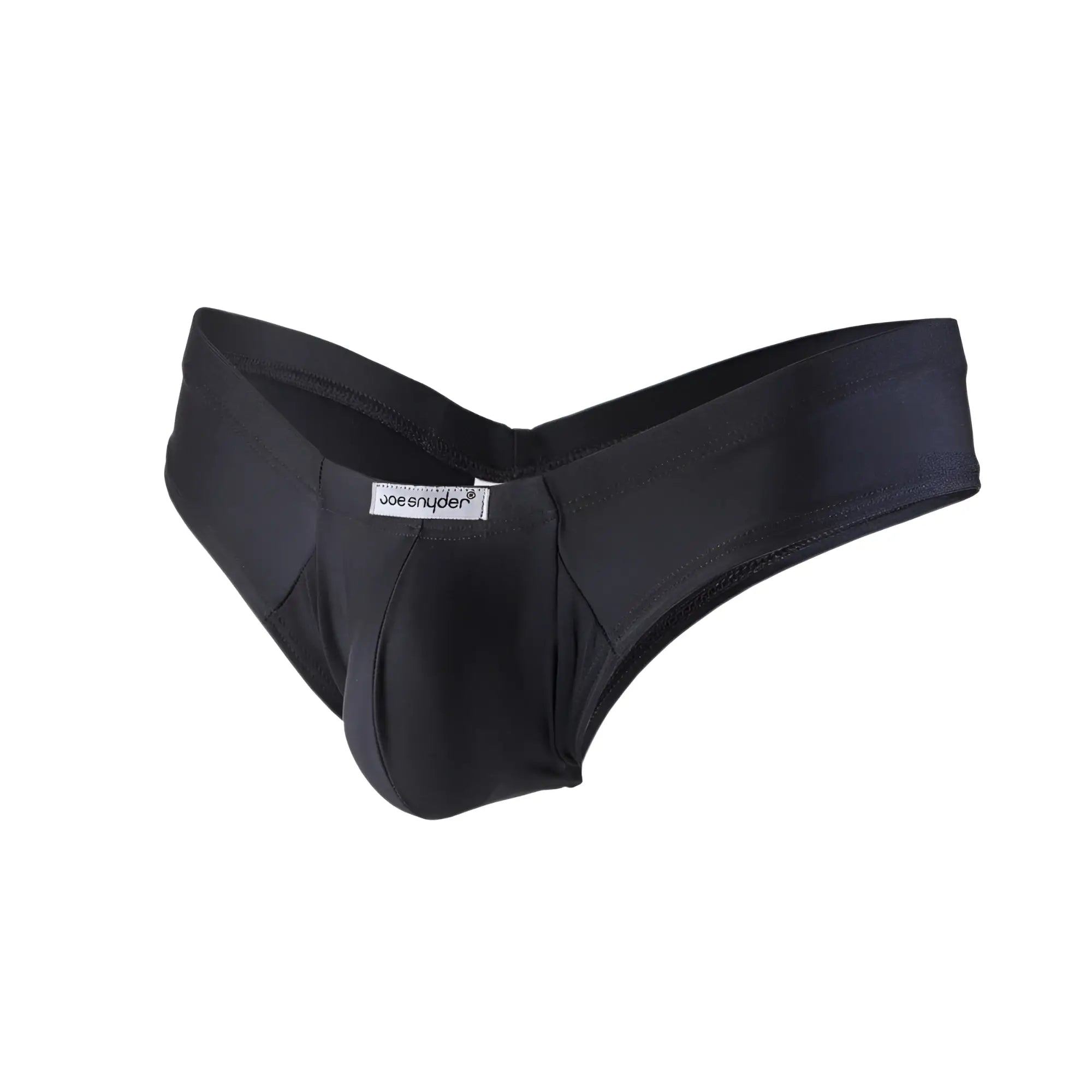 Black joe snyder polyester mini cheek men’s briefs with smooth fabric and a supportive pouch design