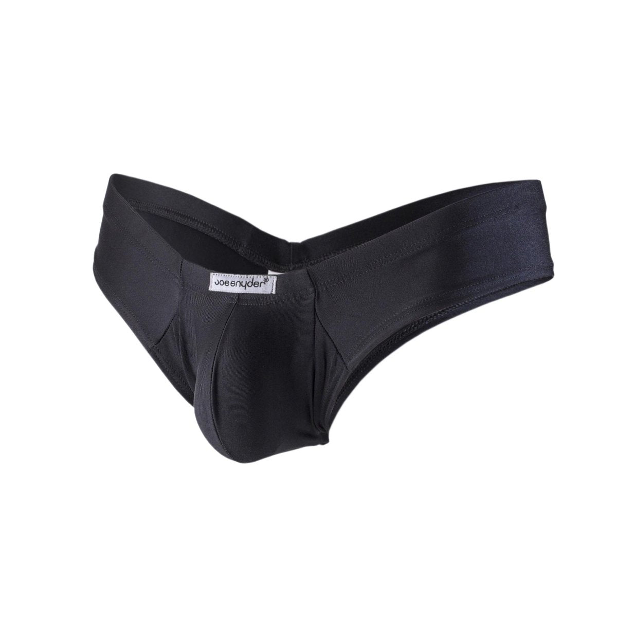Black joe snyder polyester mini cheek men’s briefs with smooth form-fitting fabric and supportive pouch design