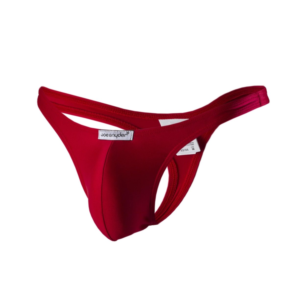 Red joes polyester thong in red with a smooth form-fitting design and supportive waistband shown from the back side