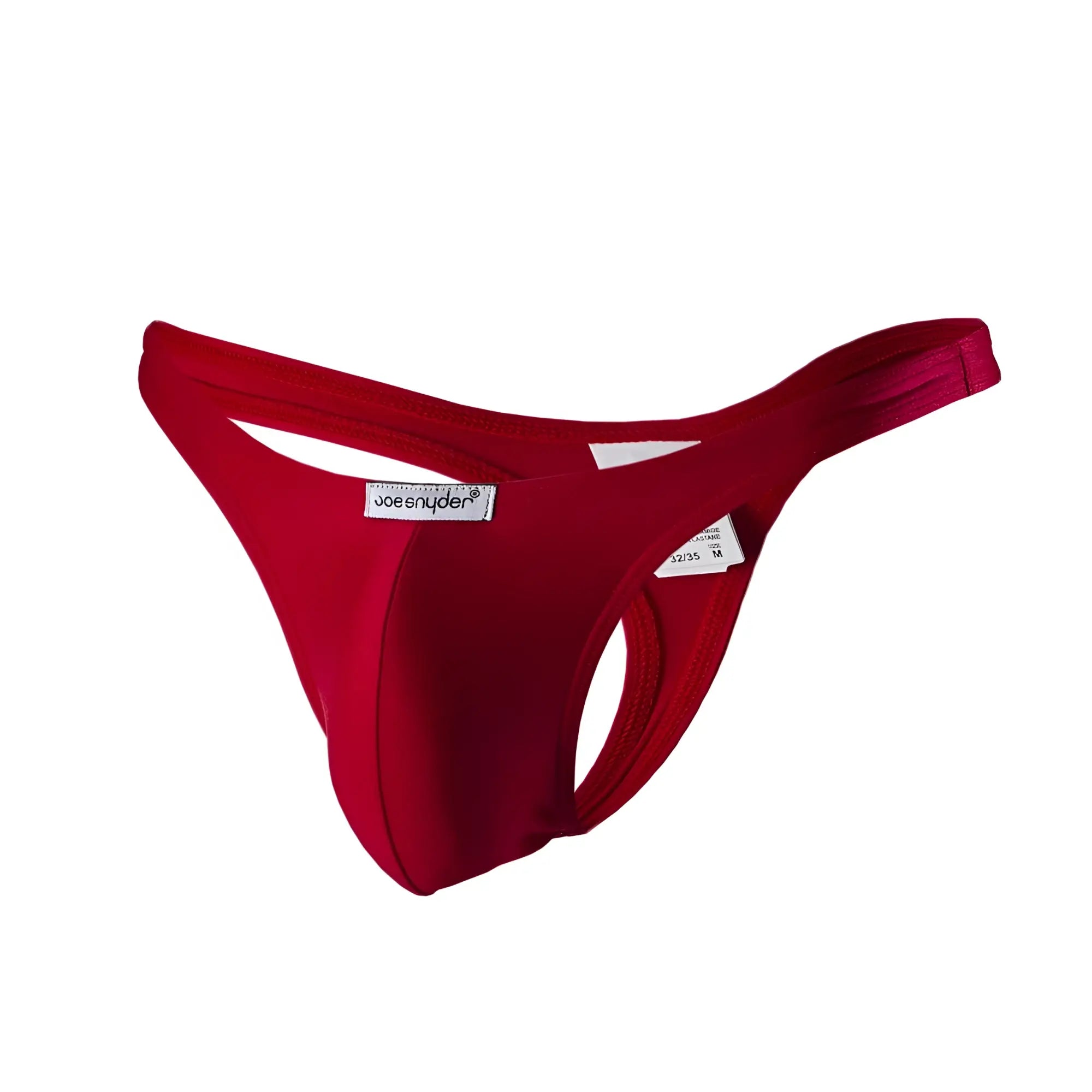 Red joe s polyester thong in red with a smooth form-fitting design and supportive waistband shown from the back side