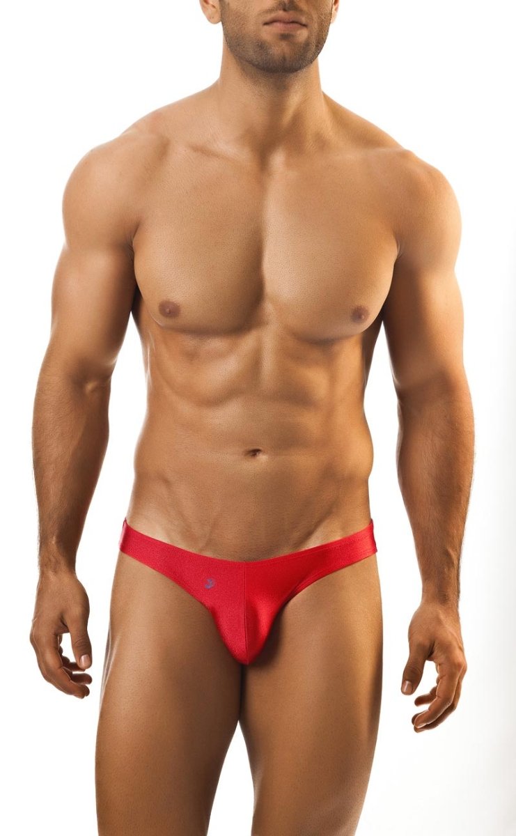 Red men’s thong joe snyder print bikini classic with sleek form-fitting design and subtle side branding
