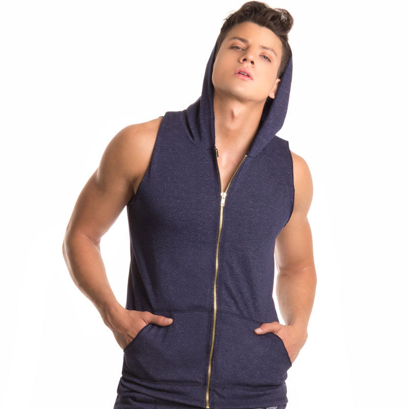 Jor FIGHTER Hoodie Tank Top T Shirt BLUE 0297 Size L