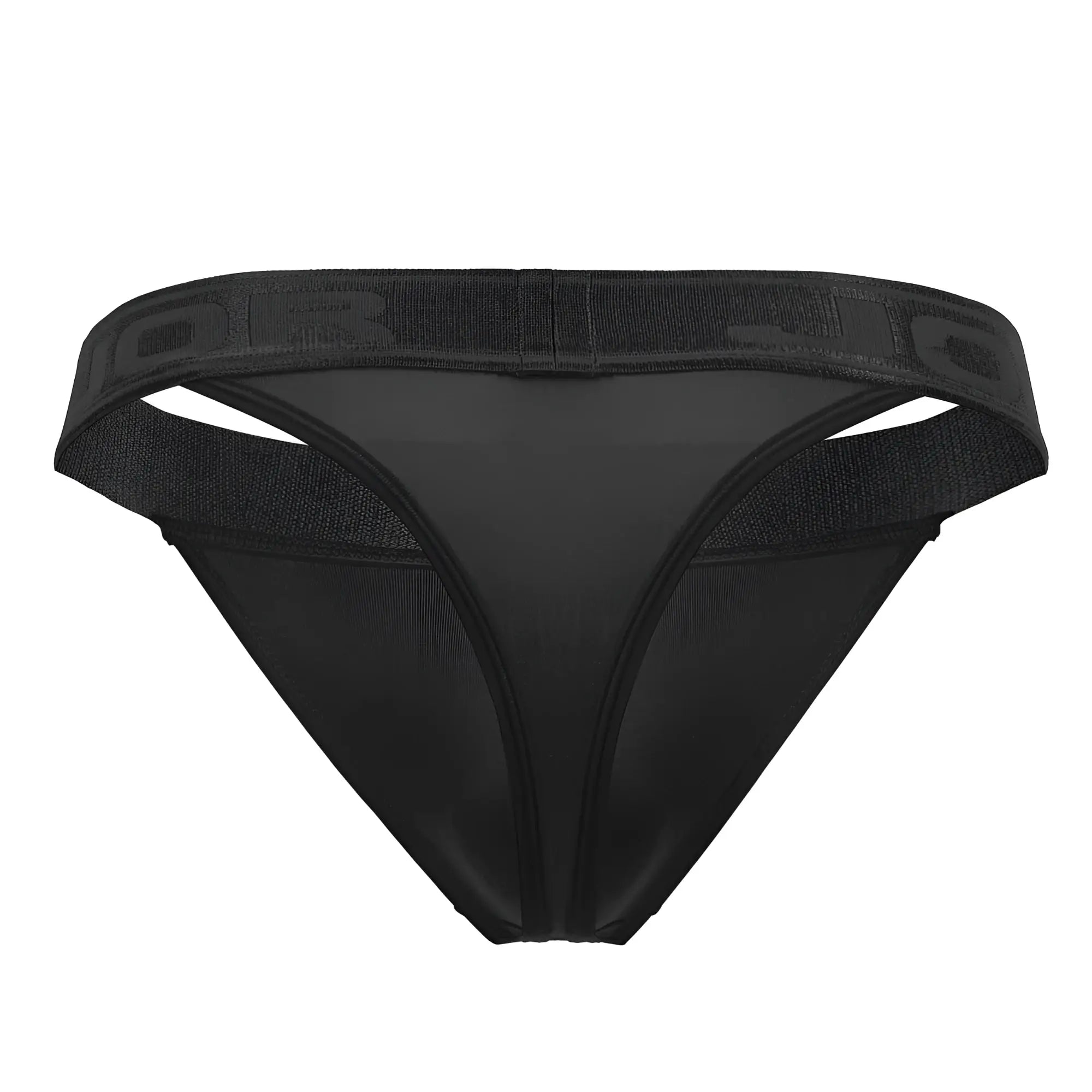 Black jor 2050 element thong briefs with wide textured elastic waistband and embossed branding detail