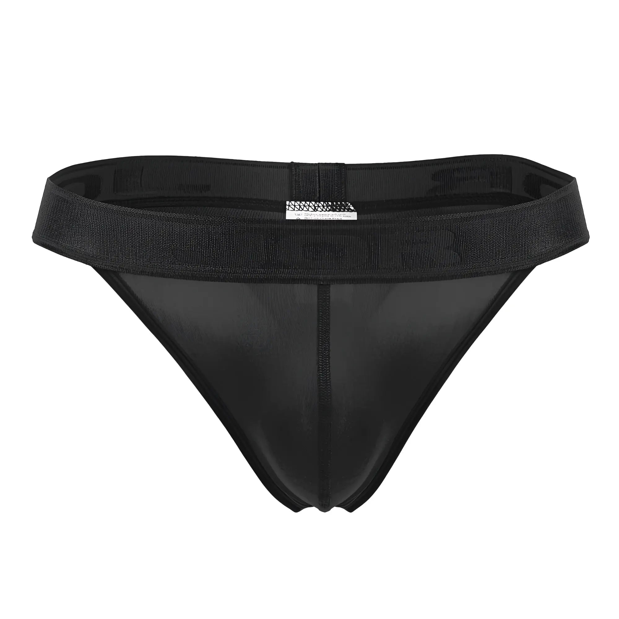 Black mesh thong with textured elastic waistband from jor 2050 element thongs collection in black color