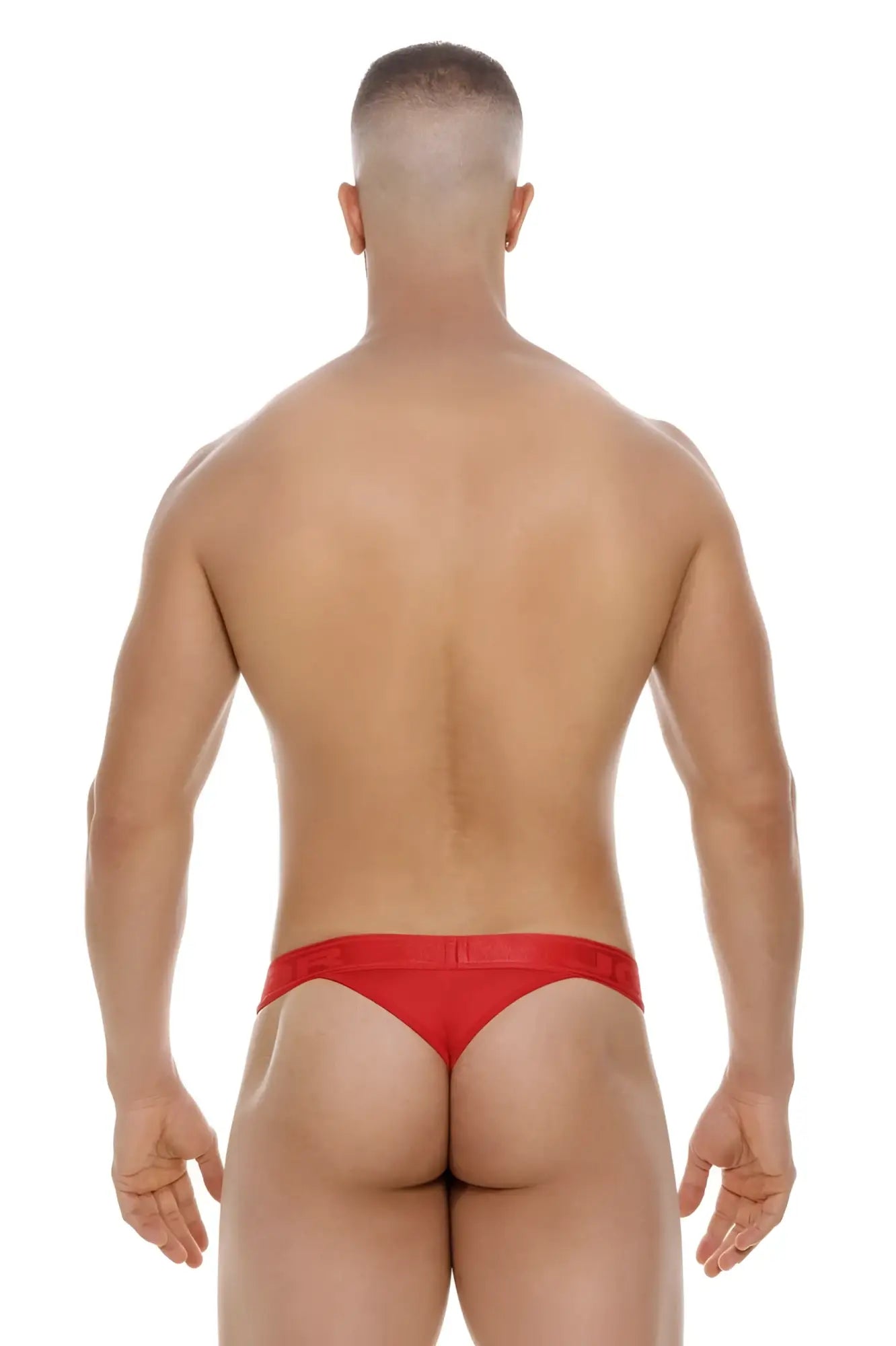Red jor 2050 element thong briefs with smooth fabric finish in a form-fitting design showing back side