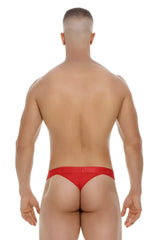 Red jor 2050 element thong briefs with smooth fabric finish in a form-fitting design showing back side