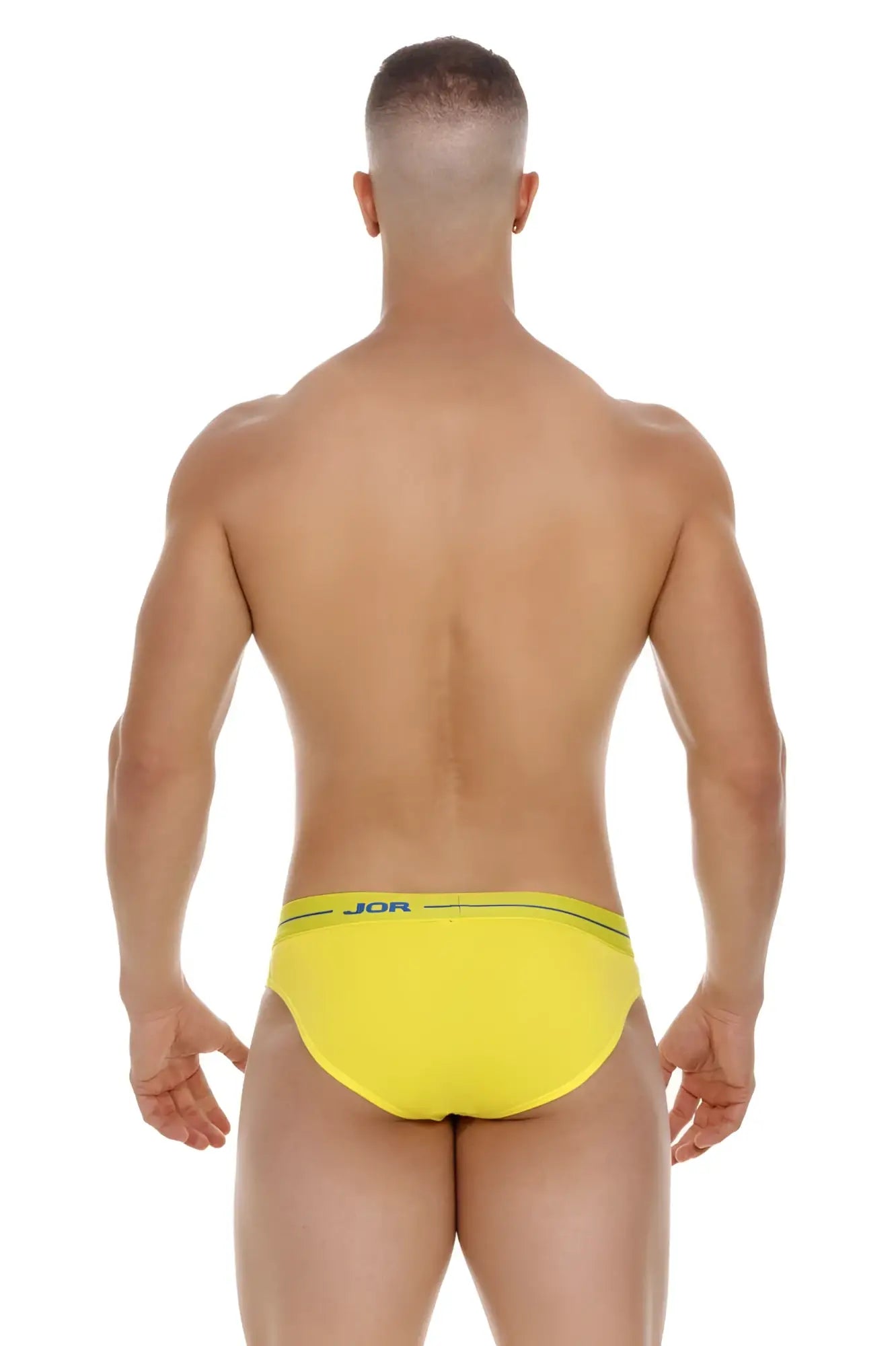 Bright yellow jor 2053 daily bikini briefs with thin black waistband trim for comfortable everyday wear