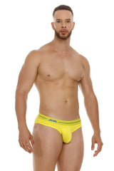 Bright yellow jor 2053 daily bikini briefs with matching elastic waistband and subtle blue trim