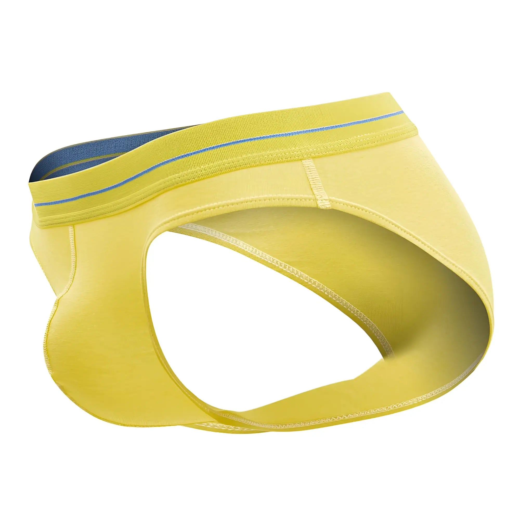 Yellow men’s briefs jor 2053 daily bikini with blue waistband and subtle stitching details in breathable fabric