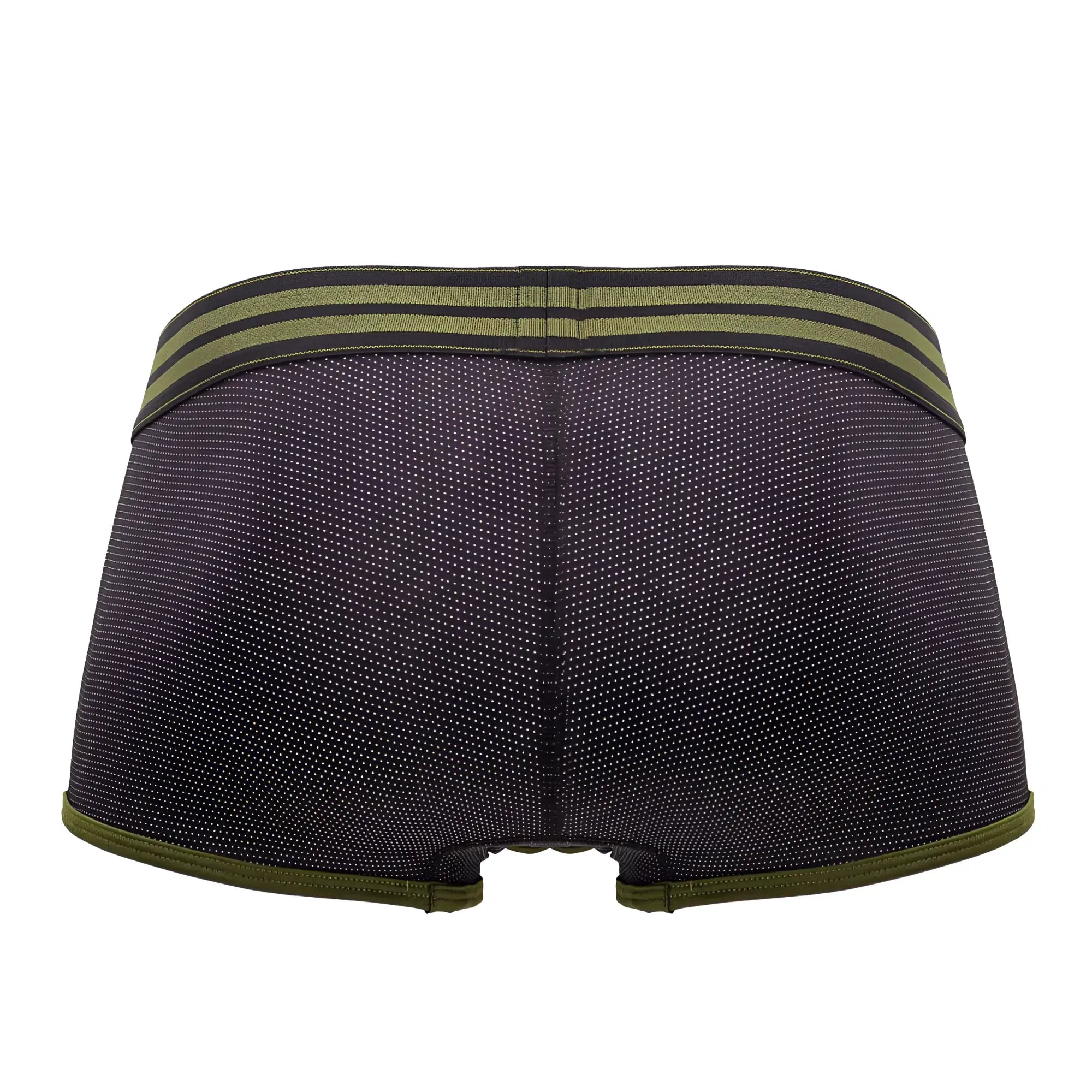 Black jor 2056 college trunks briefs with olive green trim and subtle dotted texture for comfortable wear