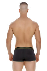 Black jor 2056 college trunks briefs with textured fabric olive green trim and three stripes on the waistband