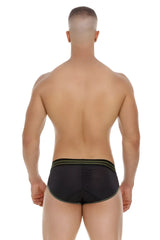 Black jor 2057 college briefs made of black mesh fabric with olive green trim for comfortable daily wear