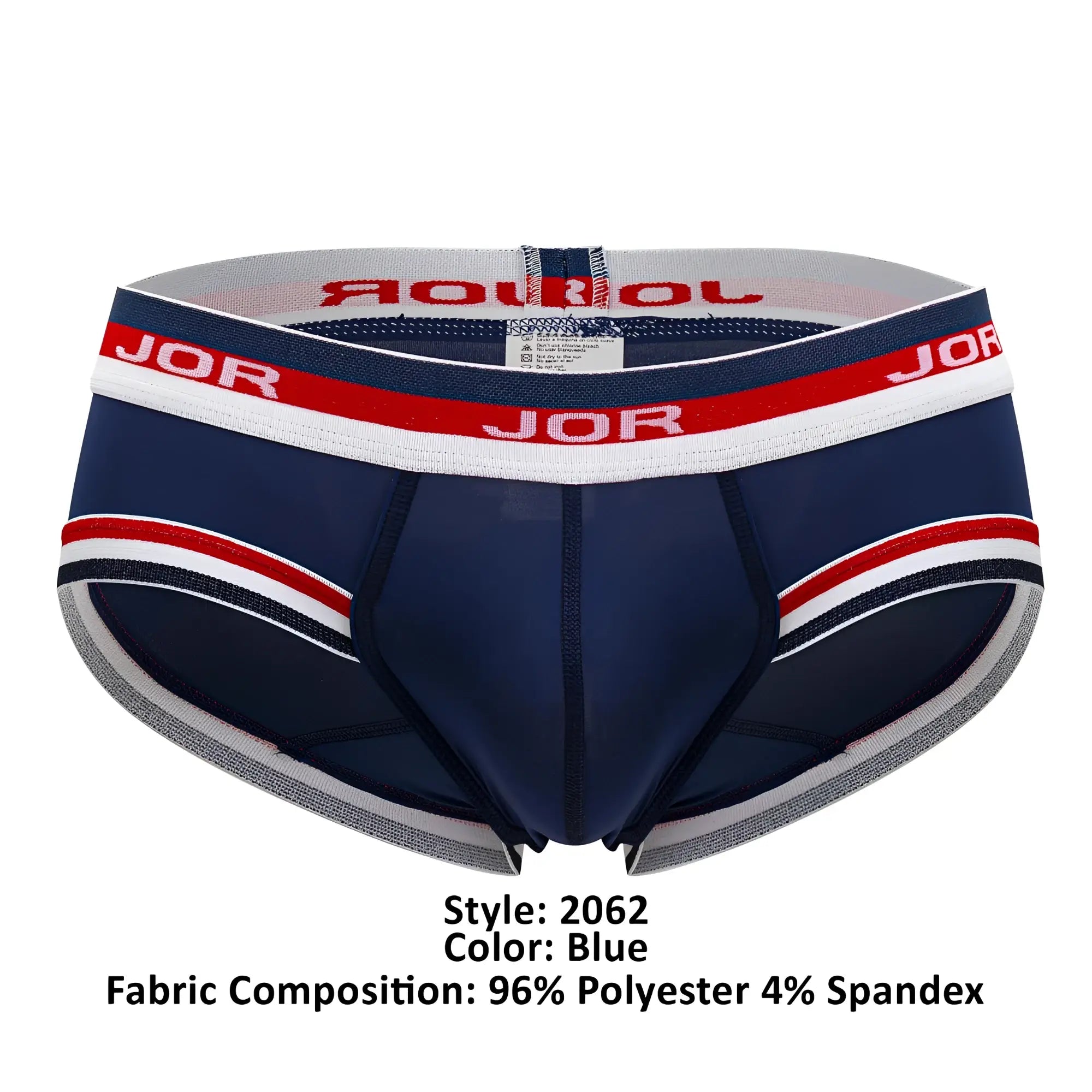 Blue jor 2062 sailor briefs for men featuring red and white striped trim in a comfortable fabric design