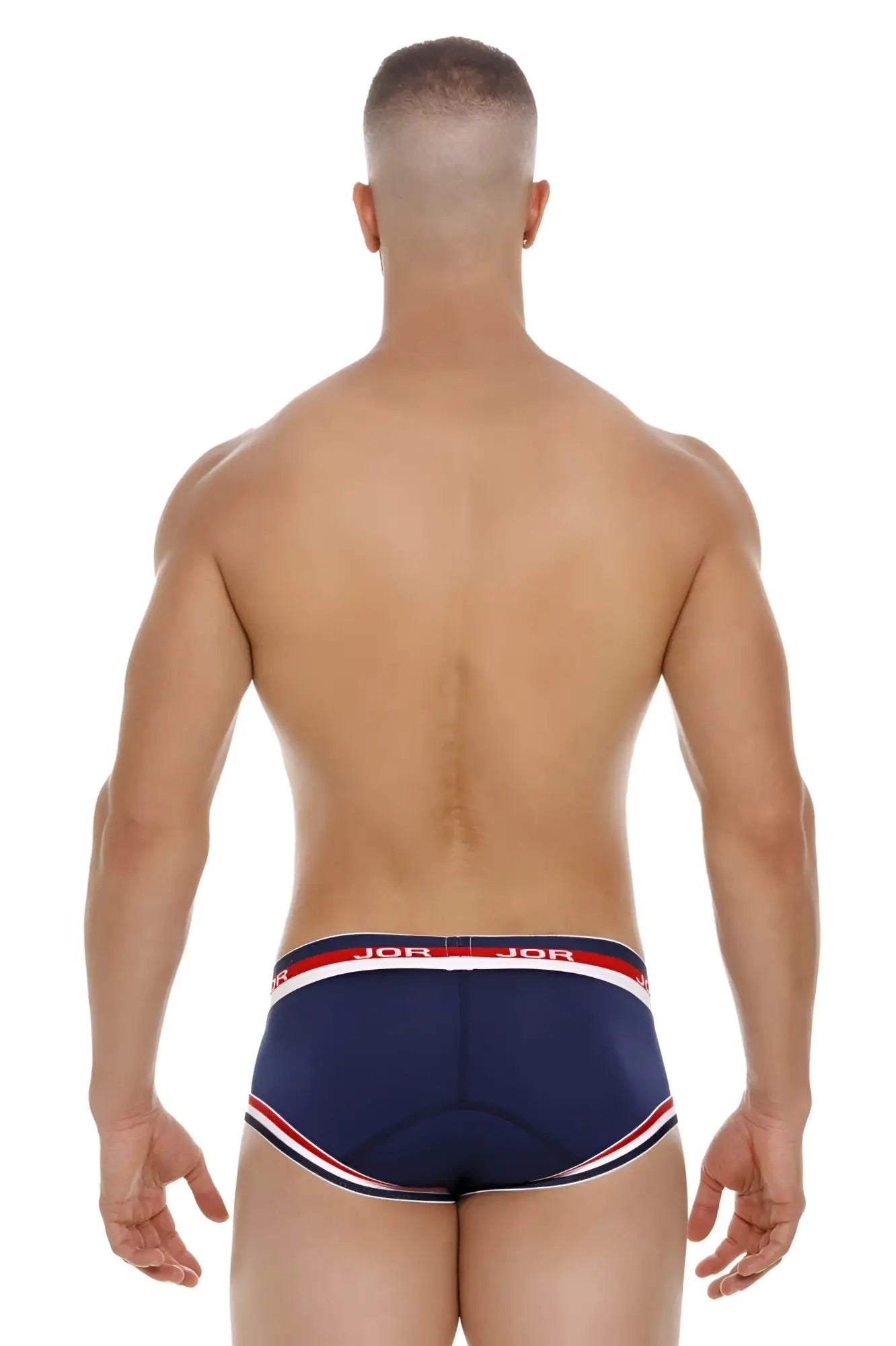 Navy blue jor 2062 sailor briefs with red and white striped trim designed for comfortable everyday wear