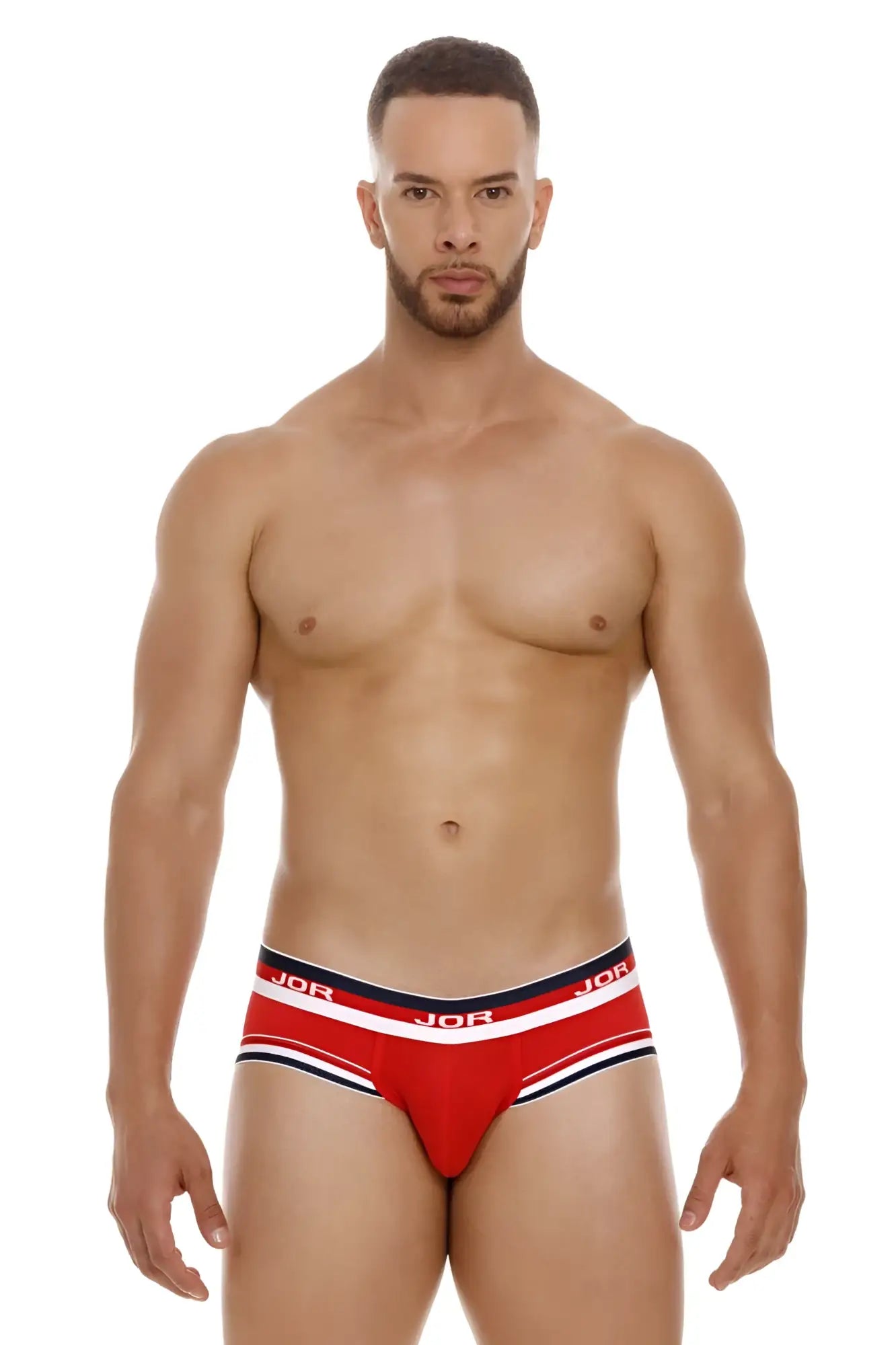 Red Jor 2062 sailor briefs with navy and white trim offering comfortable and stylish support