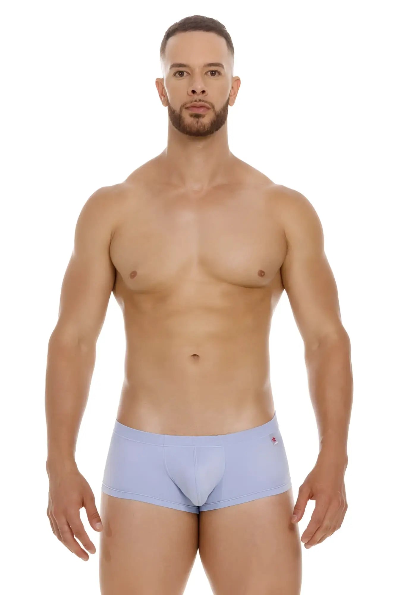 Jor 2069 orion trunks sky blue light blue form-fitting men’s briefs with subtle red logo on waistband