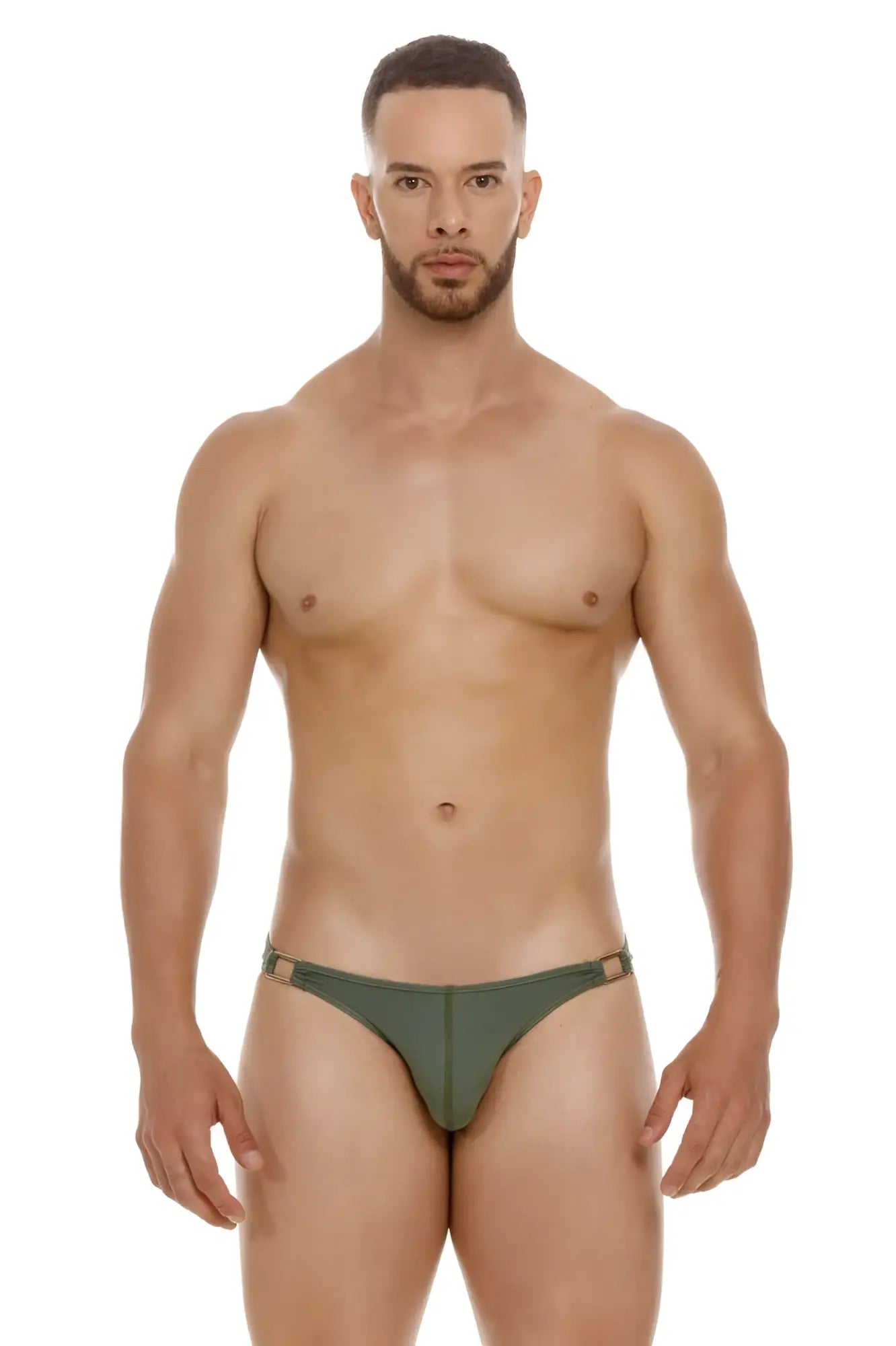 Olive green jor 2072 titan bikini athletic briefs with sleek form-fitting design and subtle side tabs