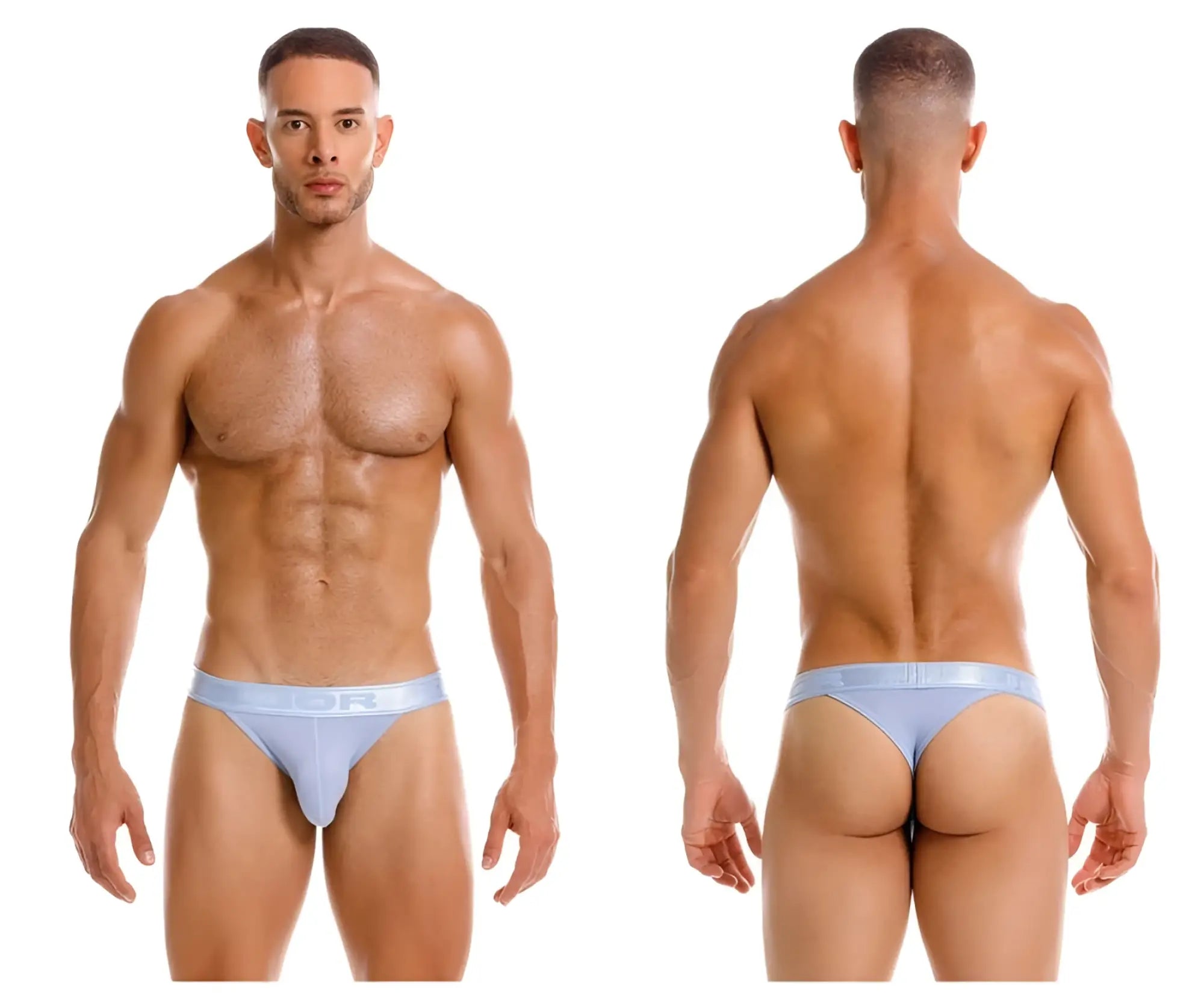 Jor 2144 element thongs light blue athletic briefs with subtle logo on waistband for comfortable support
