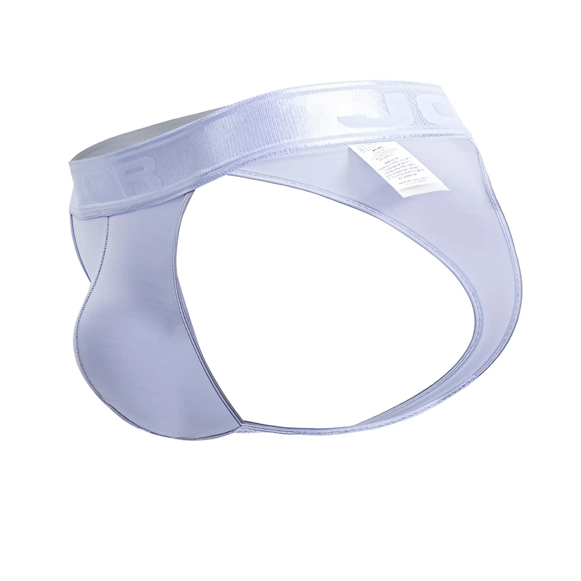 Light purple sheer mesh briefs with a satin waistband featuring the JOR brand logo in light blue color
