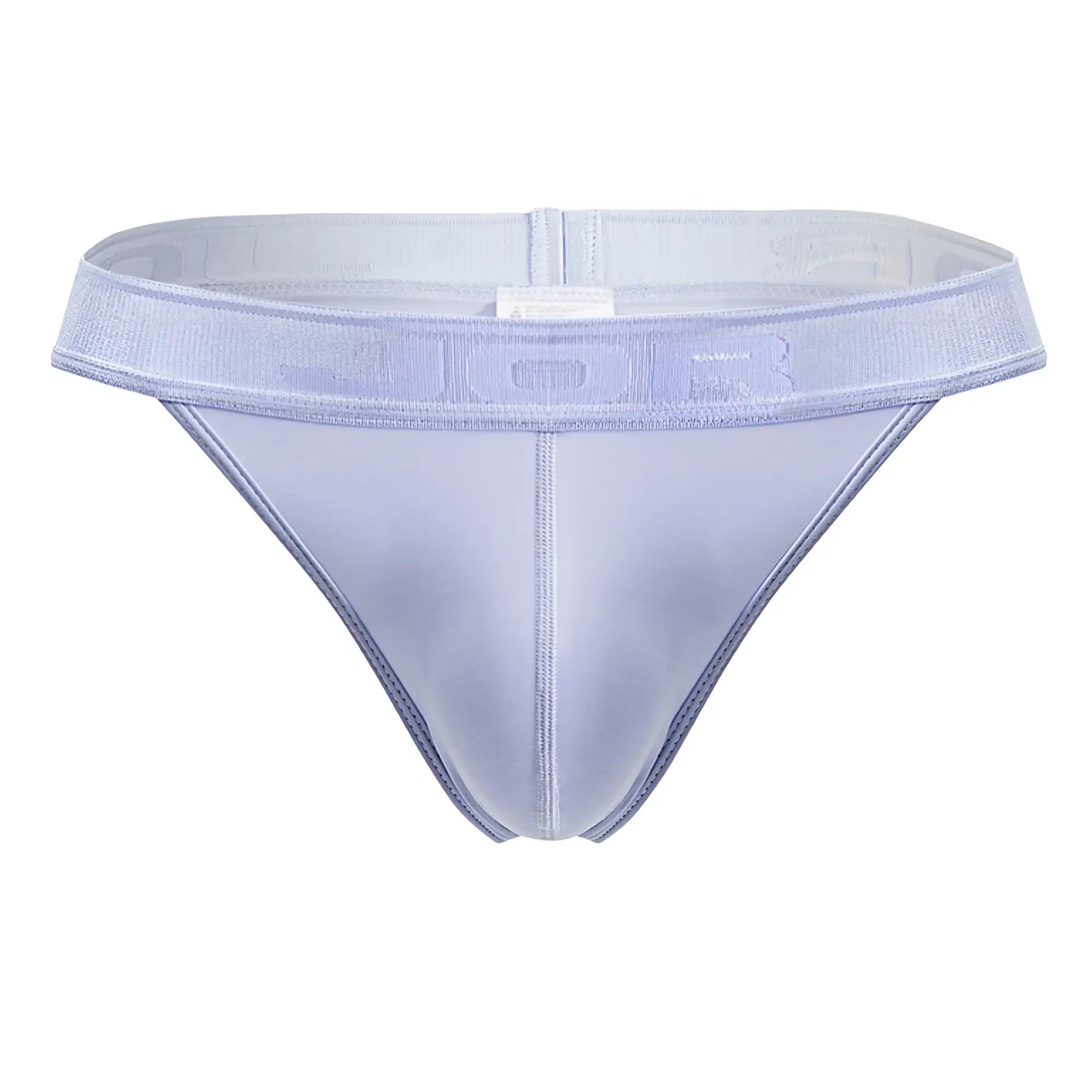 Light blue JOR 2144 Element thong in sheer mesh with matching elastic waistband and embossed branding