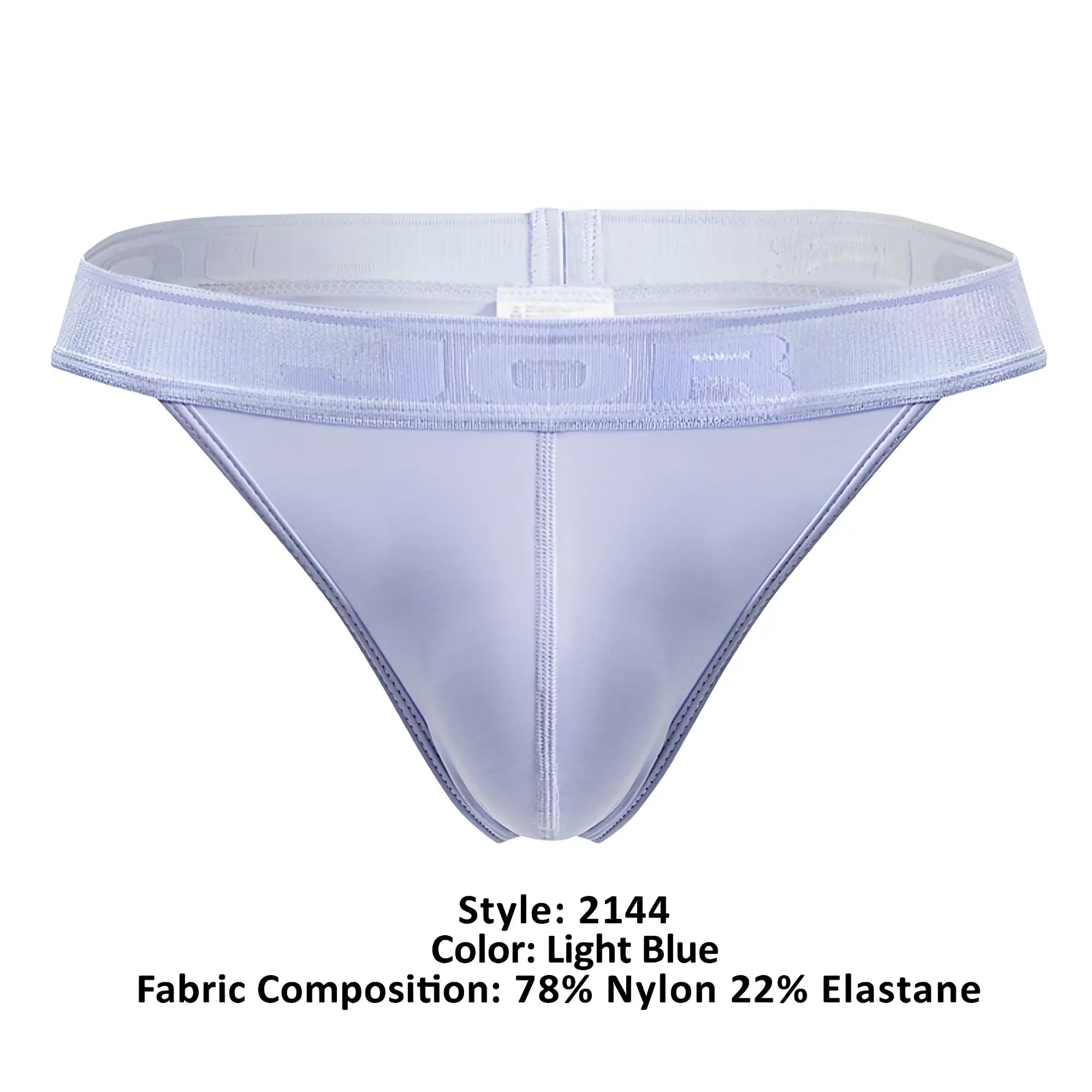 Light blue jor 2144 element thong made of 78 nylon 22 elastane with a sheer fabric and textured waistband