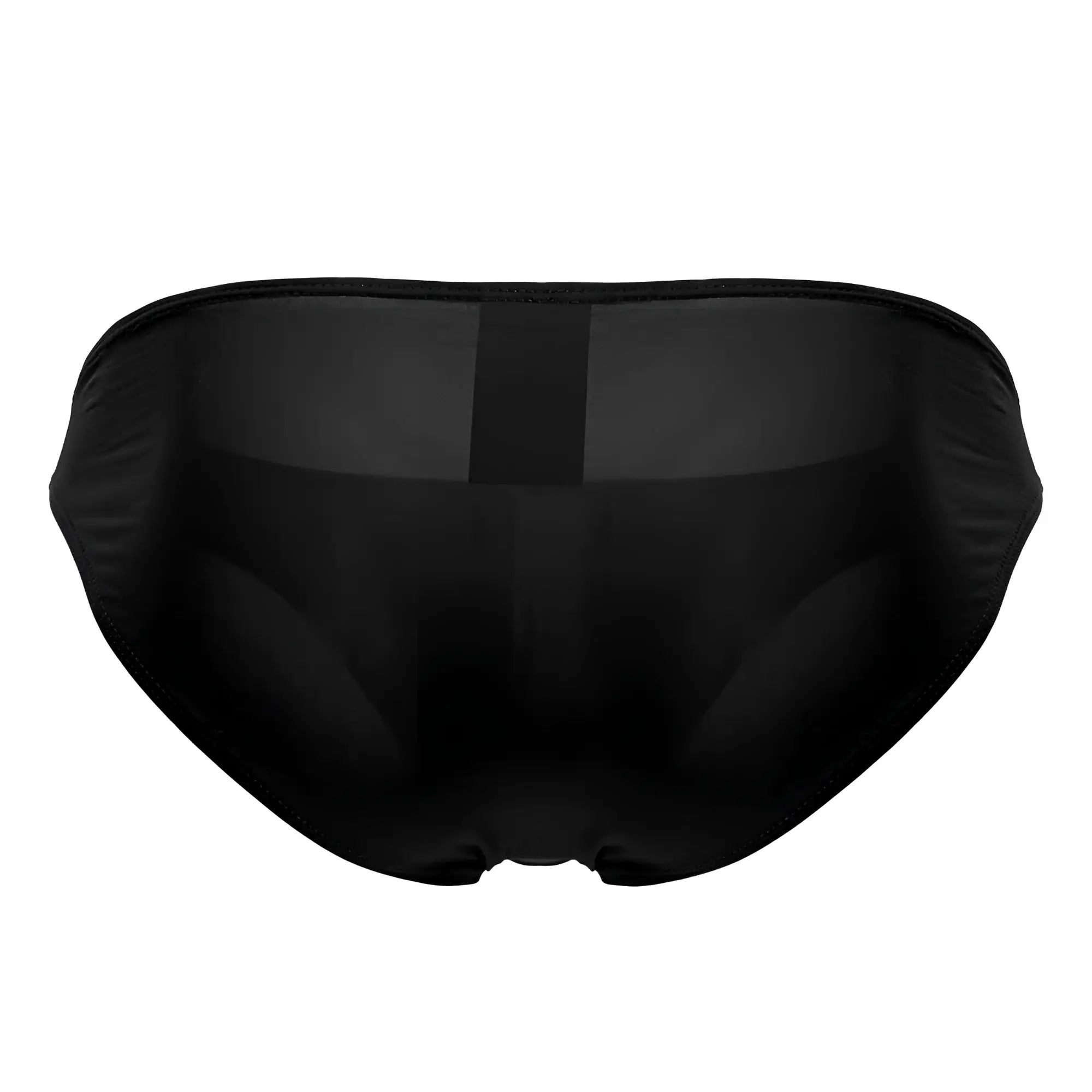 Black sheer mesh briefs with solid black waistband jor 2150 apolo bikini in black shown from the back side