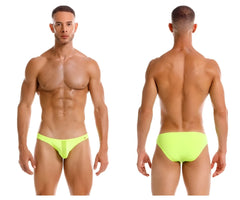 Neon green jor 2150 apolo bikini briefs made of soft stretchy fabric shown from the front side